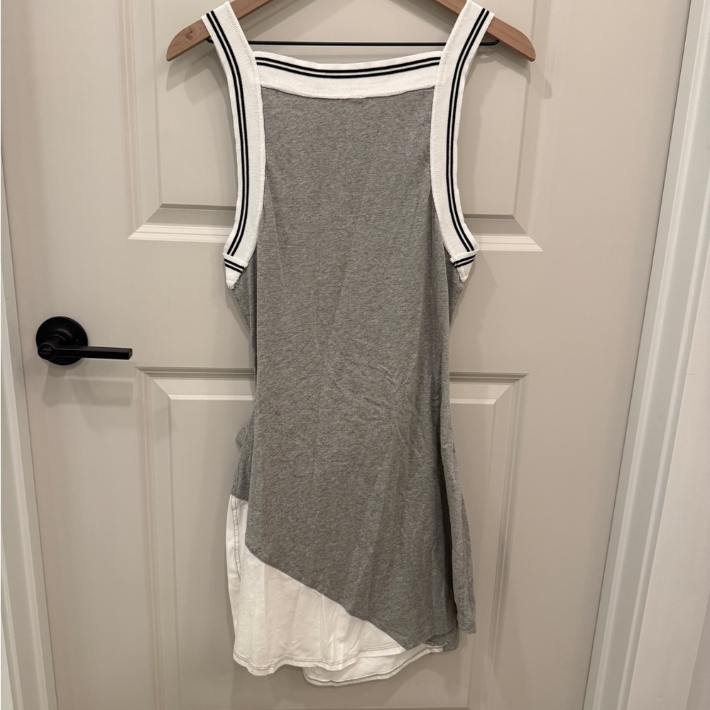 Anthropologie Gray Tie-Front Mini Dress - Picture 4 of 6